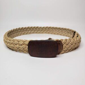 The Gap Chunky Y2K Woven Rope Distressed Leather Buckle Belt L